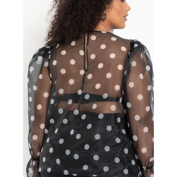 Eloquii Organza Puff Sleeve Top Size 14 - Picture 2 of 4